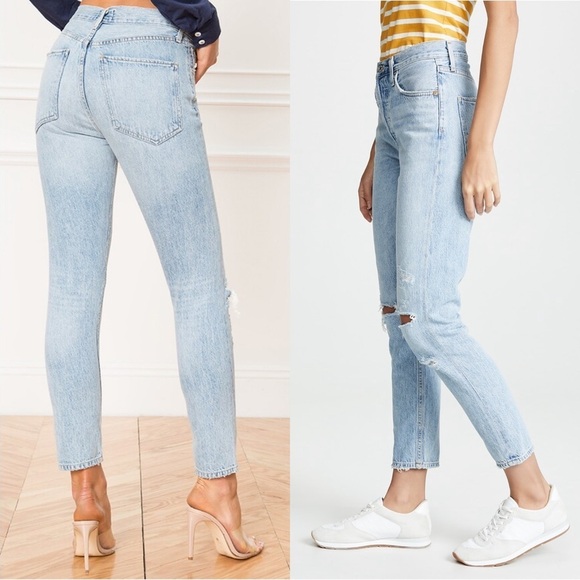 AGOLDE 90s High Rise Distressed Light Wash Denim Button Fly Straight Leg Jean 26 - Picture 10 of 14